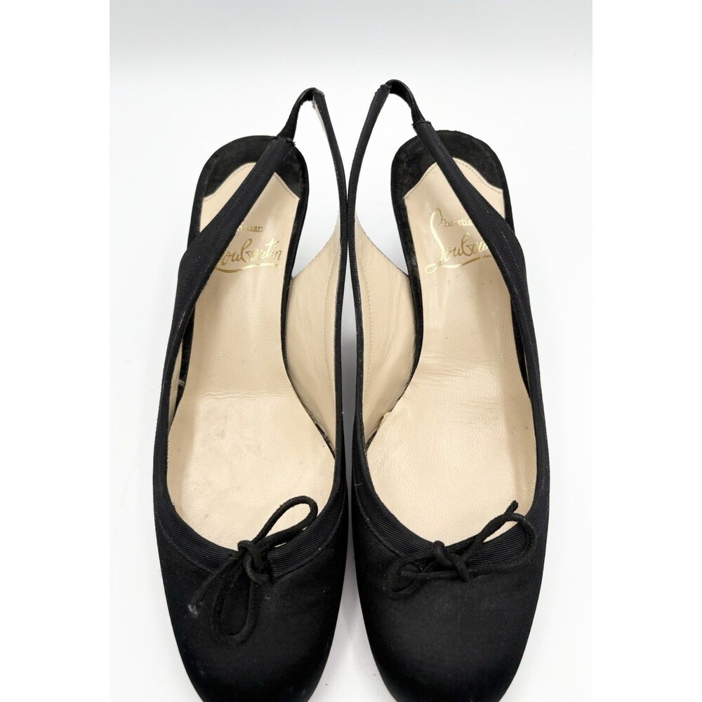 Christian Louboutin Black Satin Slingback Kitten Heels Vintage Sz EU 37.5 - Picture 8 of 13
